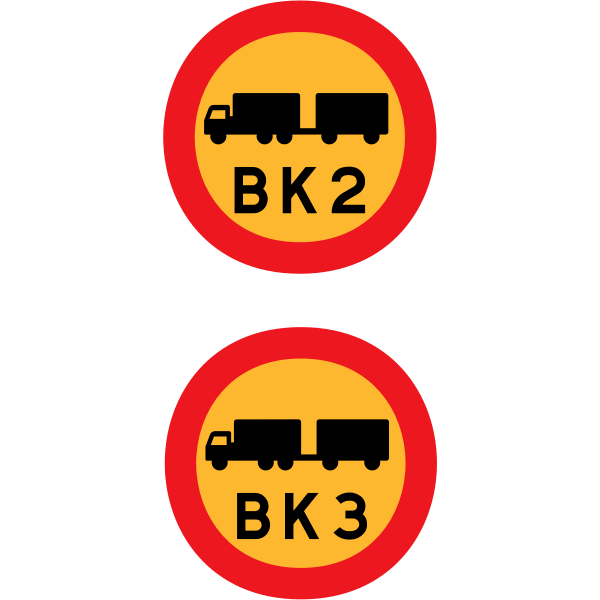 SVG BK2 and BK3 trucks road sign vector image
