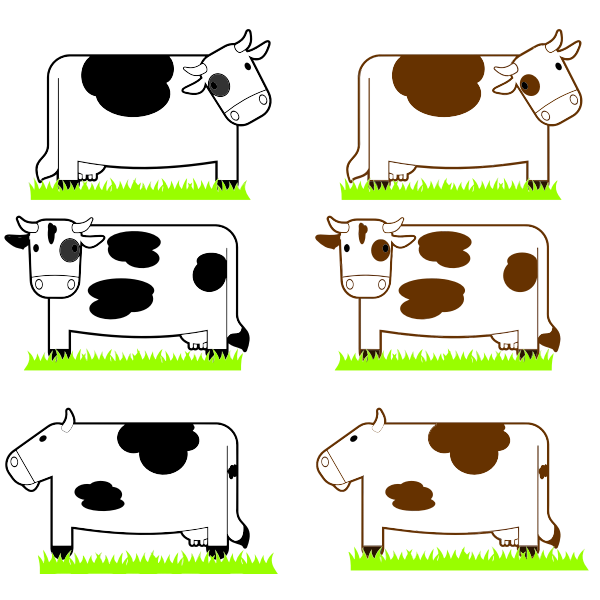 SVG Black and brown cows image
