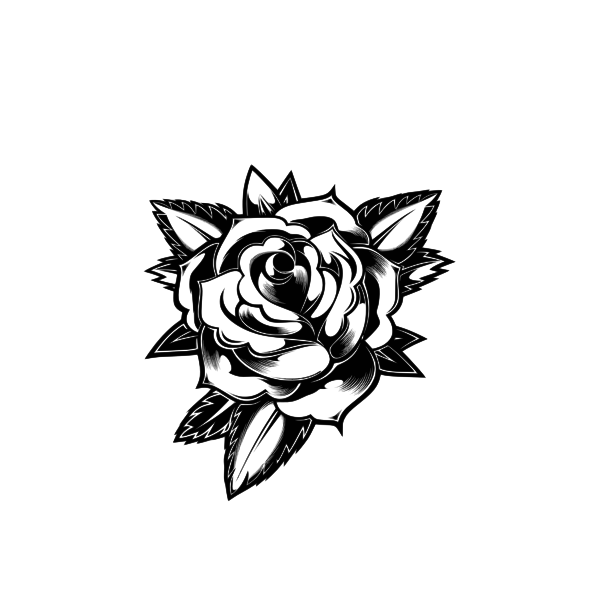 SVG Black and white blossomed rose