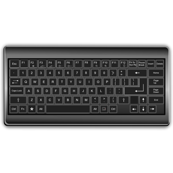 SVG Black and white keyboard with shadow vector image