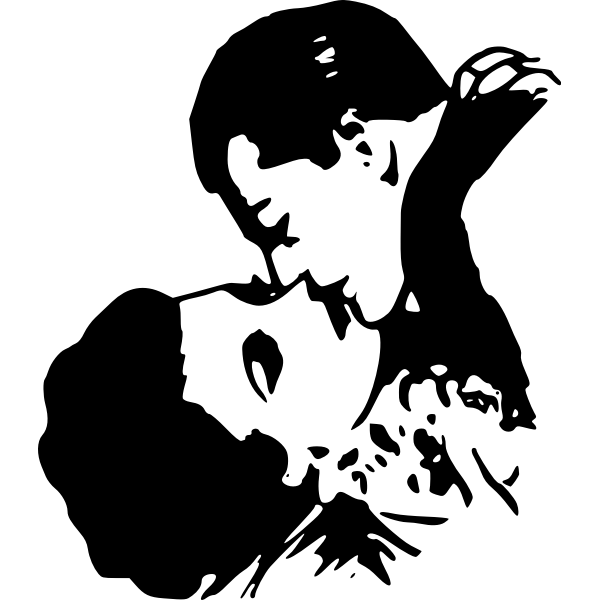 SVG Black and white kiss