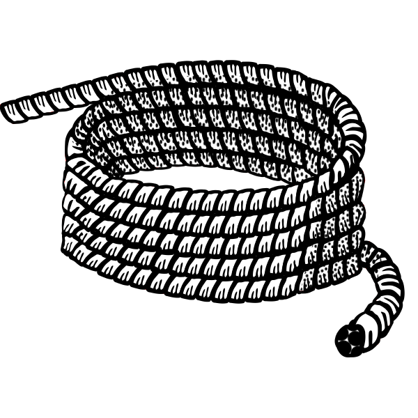 SVG Black and white lineart vector illustration of rope