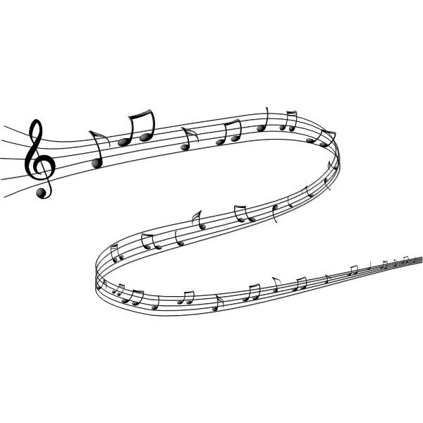 SVG Black and white musical notes vector drawing