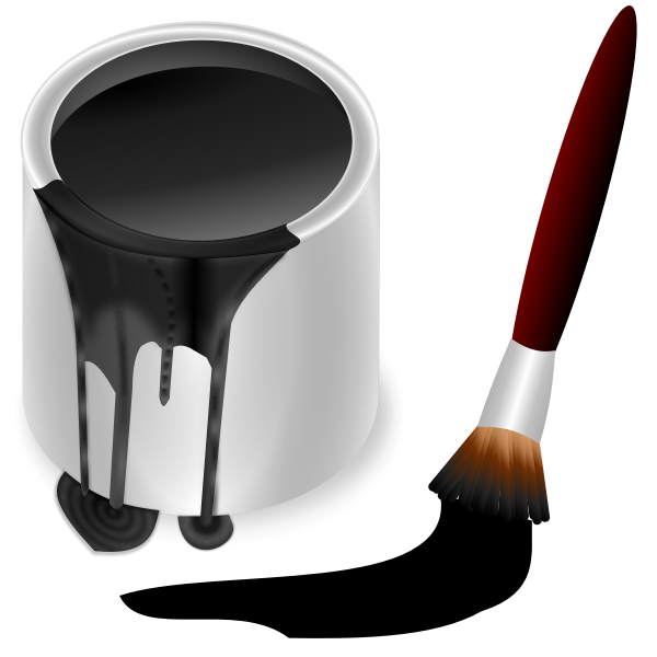 SVG Black bucket and brush vector graphics