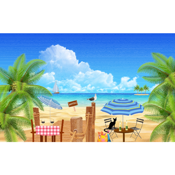 SVG Black cat at the beach