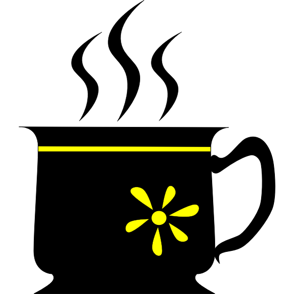 SVG Black cup with yellow flower vector clip art