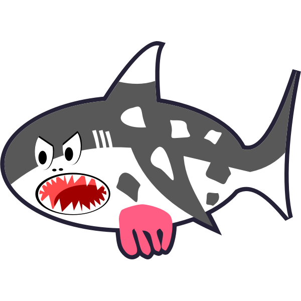 SVG Black White Red Cartoon Shark Cow