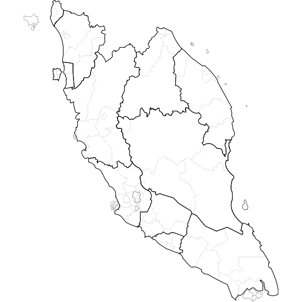 SVG Blank map of peninsular Malaysia