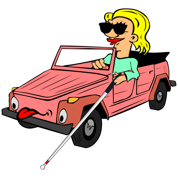 SVG Blind Girl Driving Car Cartoon