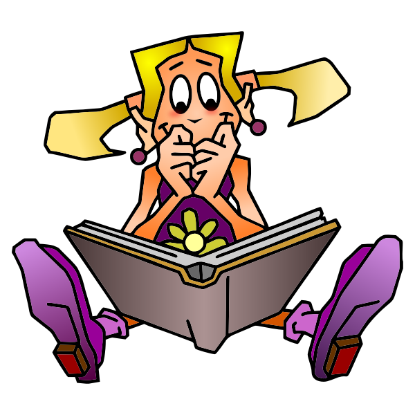 SVG Blond girl reading a book