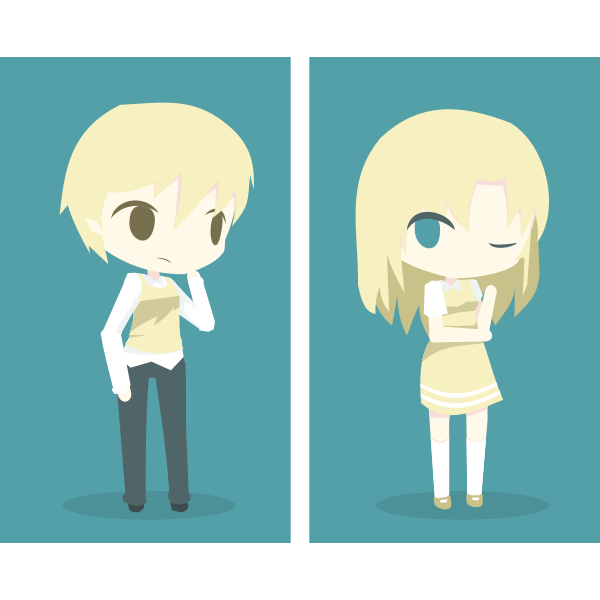 SVG Blonde anime boy and girl