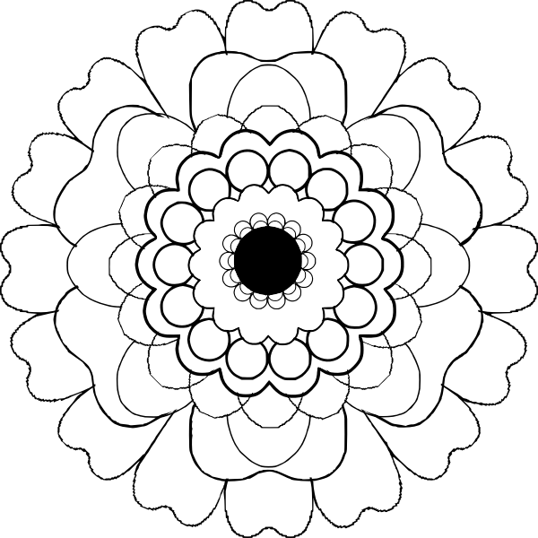 SVG Blooming black and white flower vector clip art