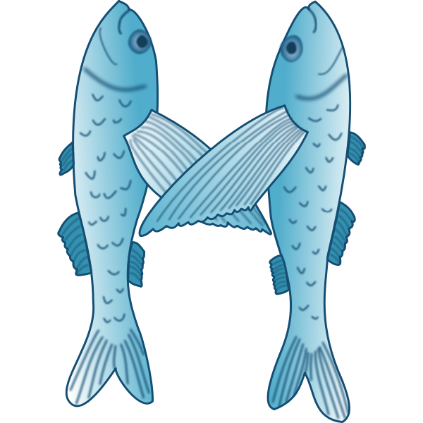 SVG Blue and white vector illustration of two fish