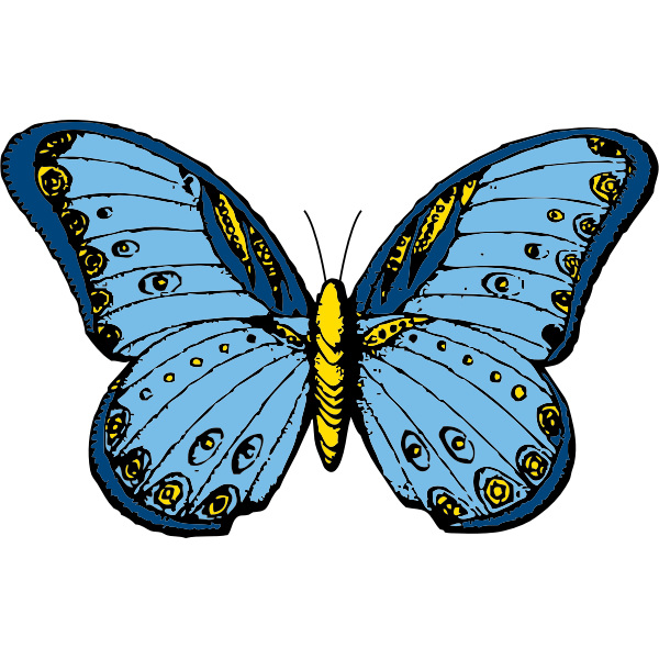 SVG Blue and yellow butterfly vector clip art