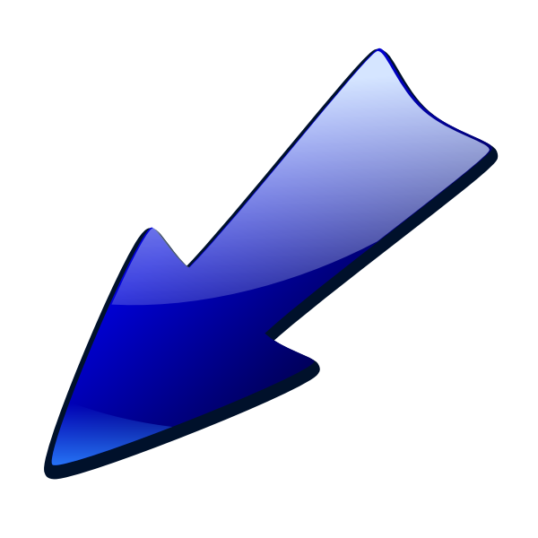 SVG Blue arrow pointing down left vector graphics
