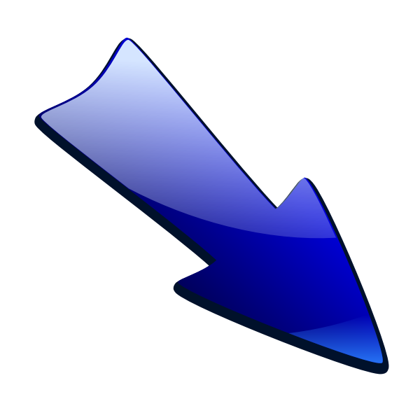 SVG Blue arrow pointing down right vector drawing