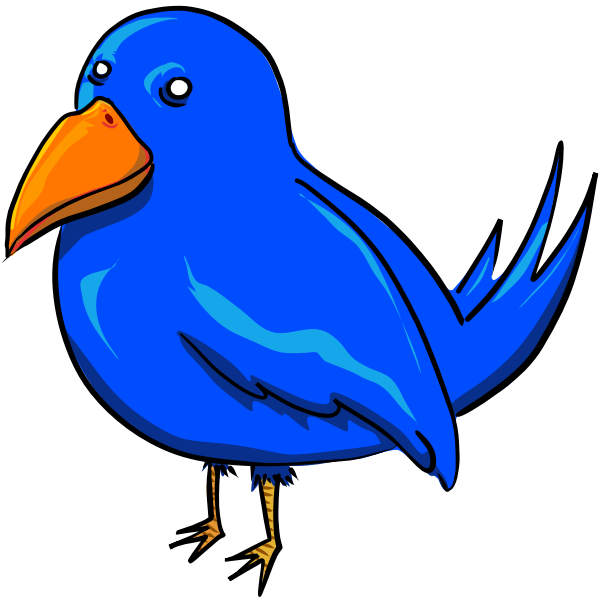 SVG Blue bird with strange eyes and a big yellow beak vector clip art