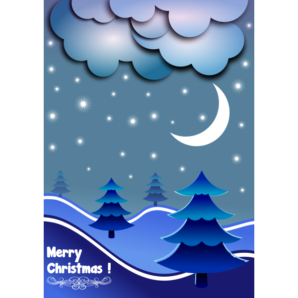 SVG Blue Christmas trees greeting card drawing
