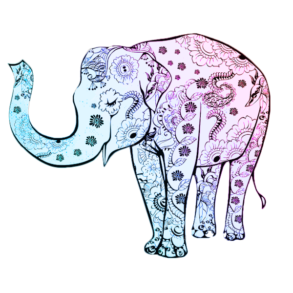 SVG Blue floral elephant vector graphics