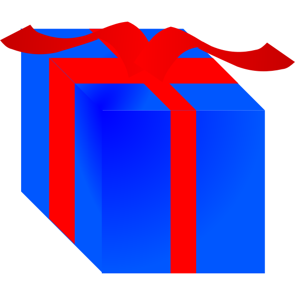 SVG Blue gift box wrapped with red ribbon vector clip art