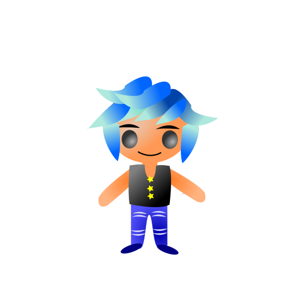 SVG Blue hair manga character