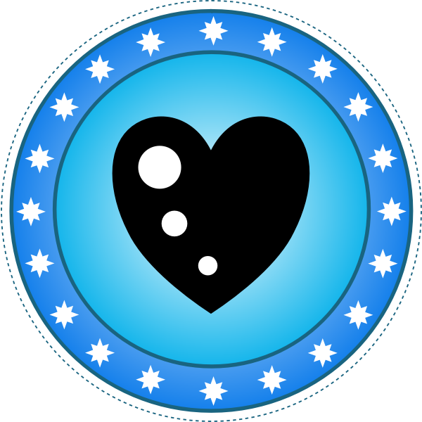 SVG Blue heart badge vector drawing