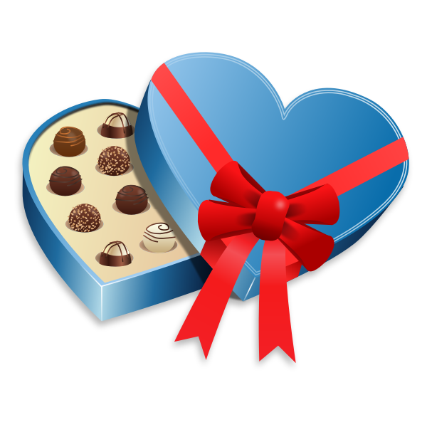 SVG Blue heart-shaped box of chocolates vector image