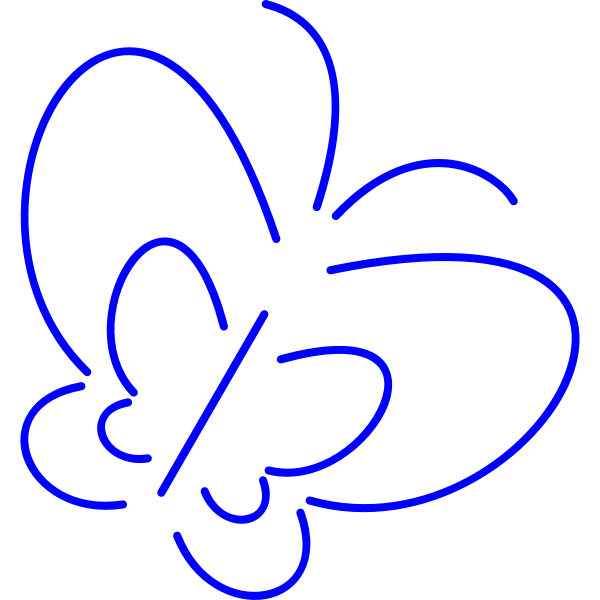 SVG Blue line art vector image of a butterfly