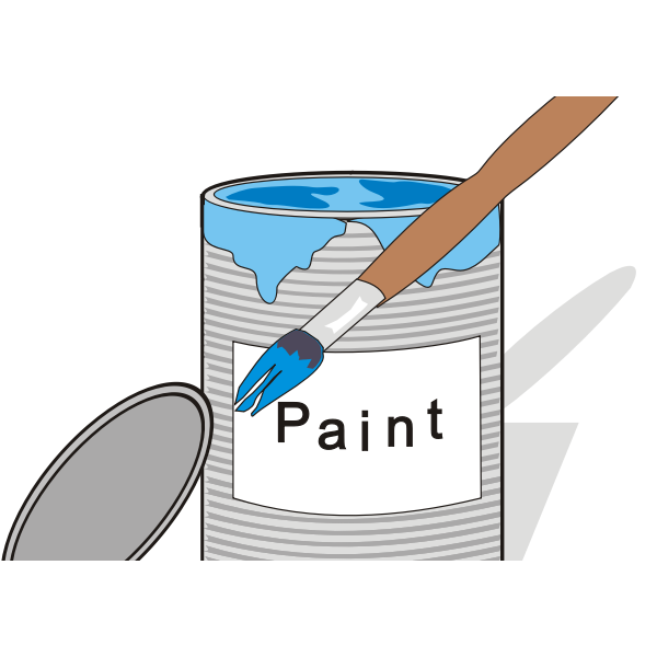 SVG Blue paint can and brush vector illustration