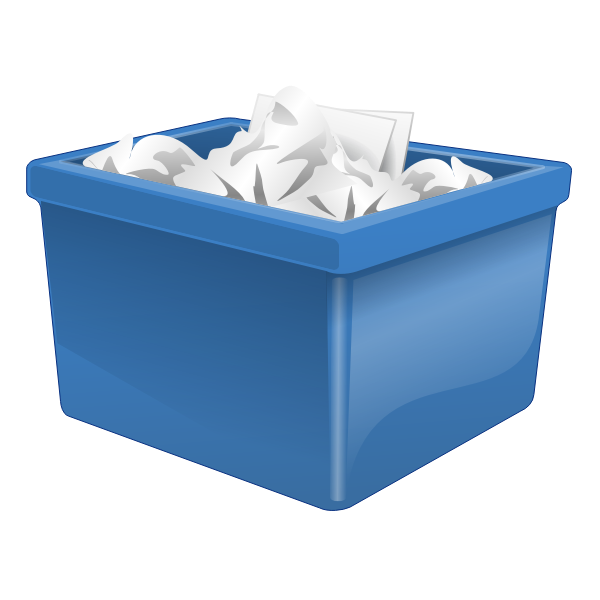 SVG Blue plastic box filled with paper vector drawing