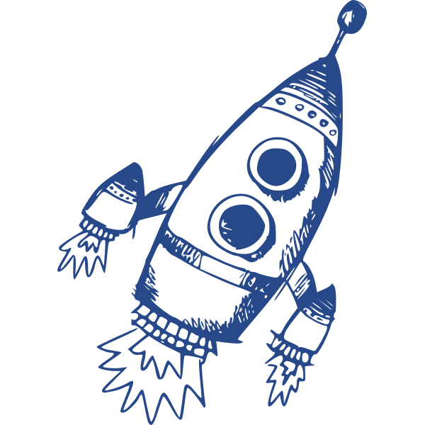 SVG Blue rocket taking off vector drawing