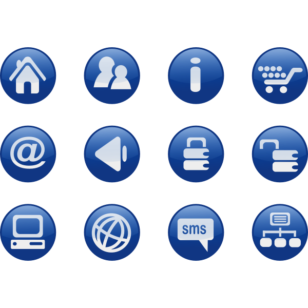 SVG Blue round web design icons vector image