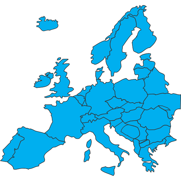 SVG Blue silhouette vector clip art of map of Europe