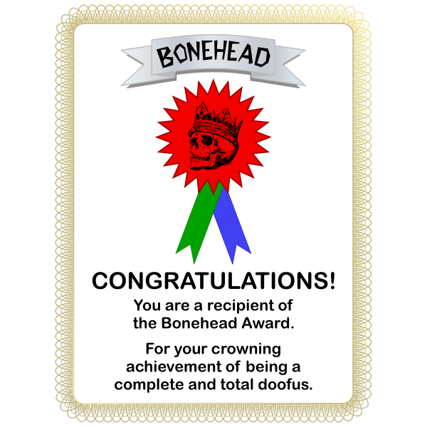 SVG Bonehead Award