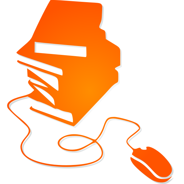SVG Books and mouse orange silhouette vector image