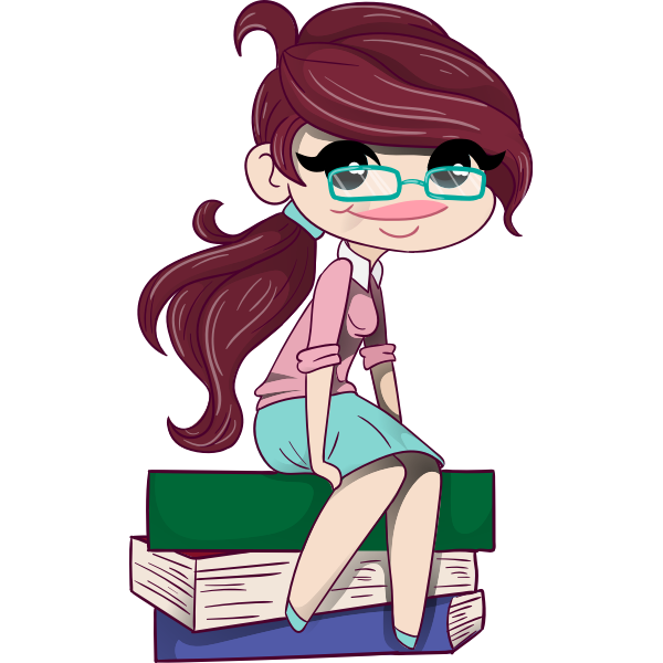 SVG Bookworm with books
