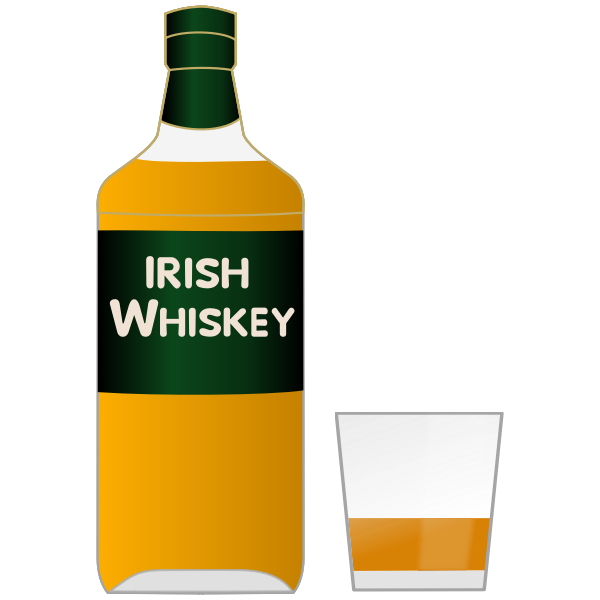 SVG Bottle of Irish whiskey and a glass