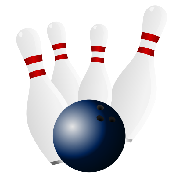 SVG Bowling pins and bowling ball vector drawing