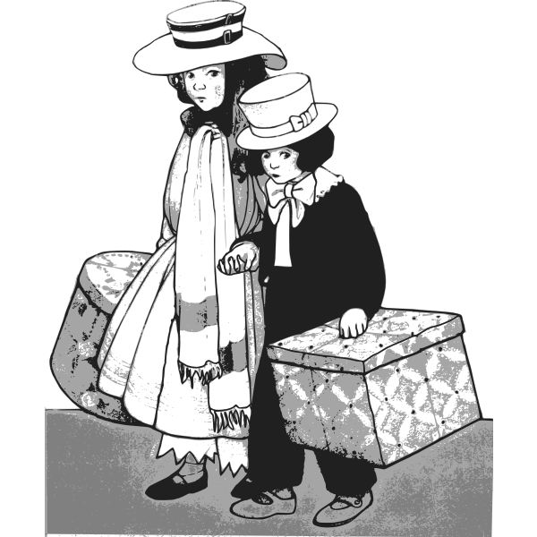 SVG Boy and girl holding boxes vector image