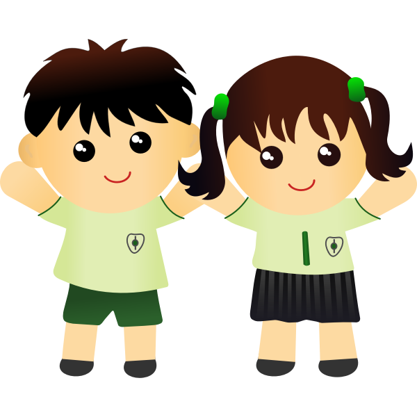 SVG Boy and girl in school uniform vector drawing
