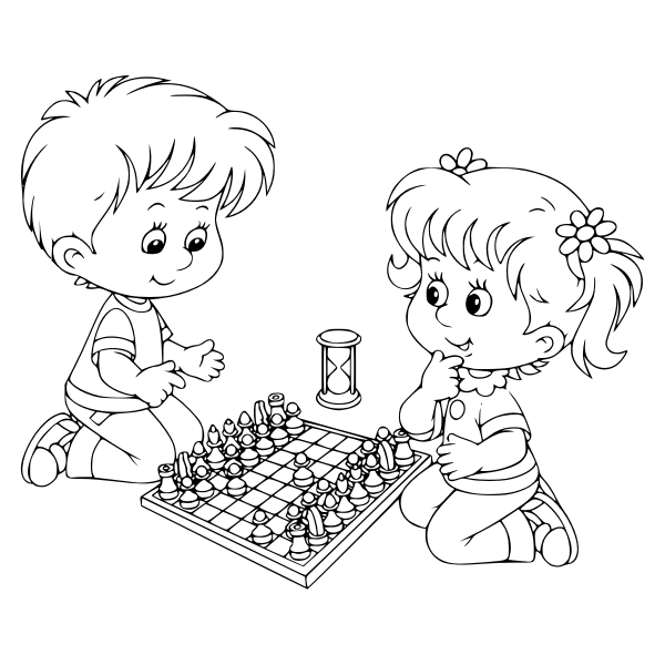 SVG Boy and girl playing chess