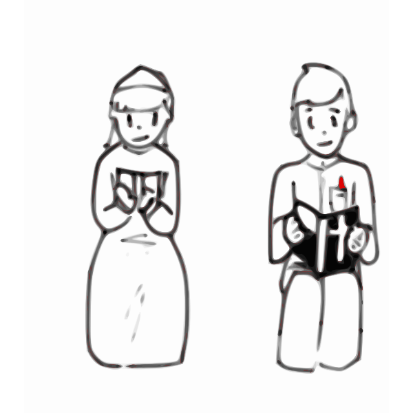 SVG Boy and girl sitting and reading vector illustration