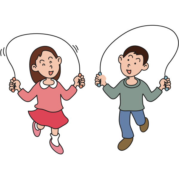 SVG Boy and girl skipping rope