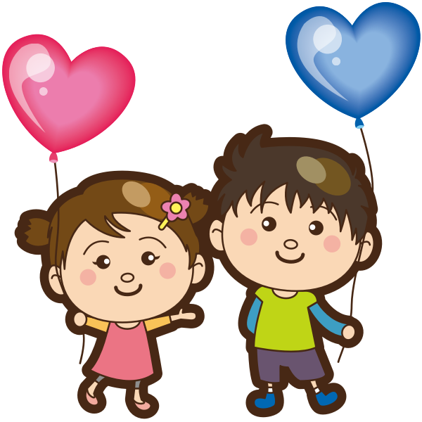 SVG Boy and girl with heart balloons