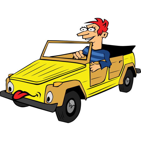 SVG Boy Driving Car Cartoon