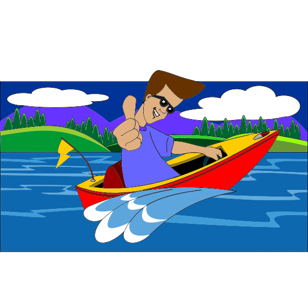 SVG Boy on a motorboat