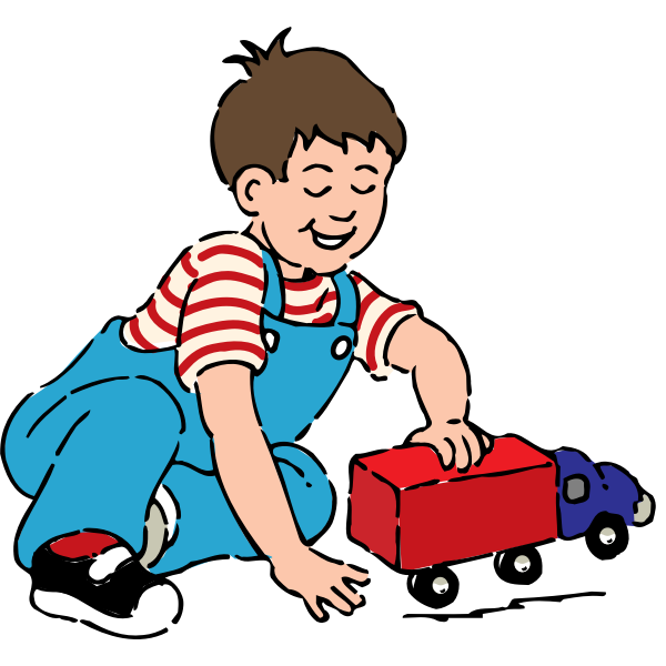 SVG Boy playing with toy truck vector drawing