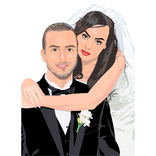 SVG Bride and groom wedding portrait