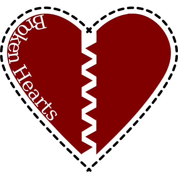 SVG Broken heart with black border vector image