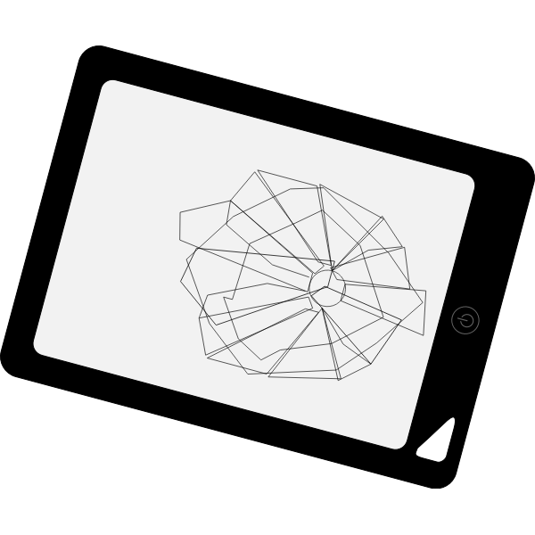 SVG Broken tablet in black and white